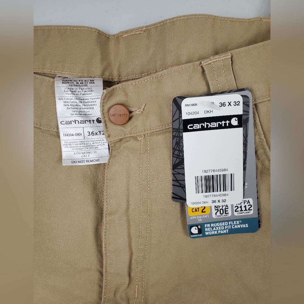 CARHARTT FLAME-RESISTANT RUGGED FLEX RELAXED FIT CANVAS WORK PANT, Size 36x32 - Picture 4 of 5